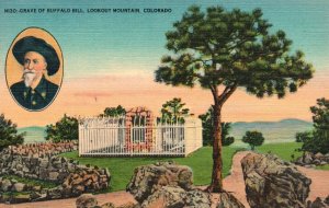 Vintage Postcard Grave Of Buffalo Bill Landmark Lookout Mountain Colorado CO