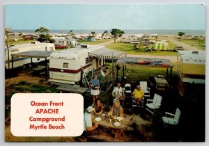 Myrtle Beach SC Apache Beach Campground People Cookout Advertising Postcard U22