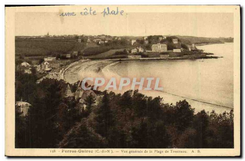 Old Postcard Perros Guirec Vue Generale de la Plage Trestraou