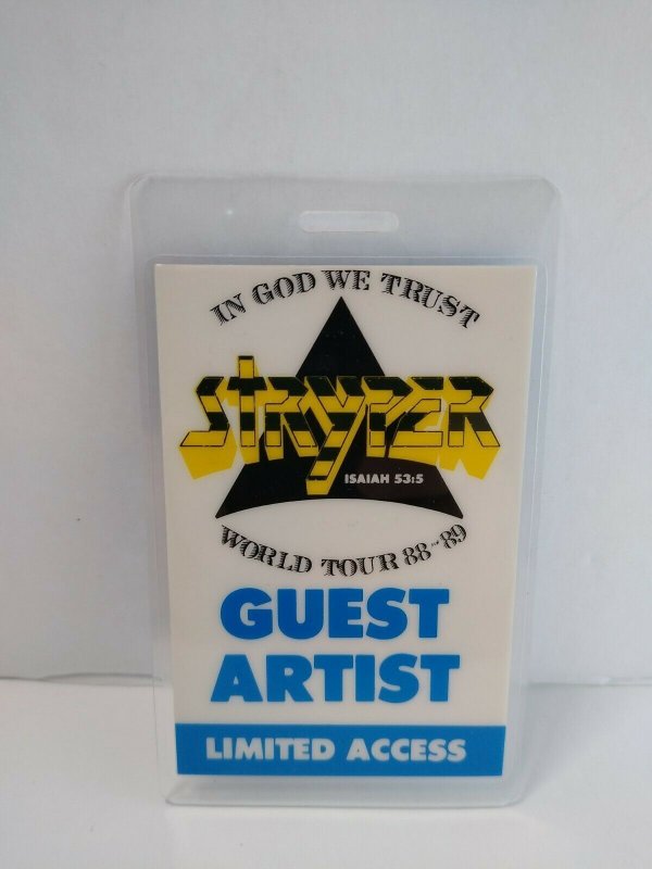 Stryper In God We Trust Backstage Pass Original 1989 Hard Rock Music World Tour