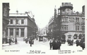 Wales Postcard - Newport High Street Tramcar No.38 c1910 - Welsh History Ref.270