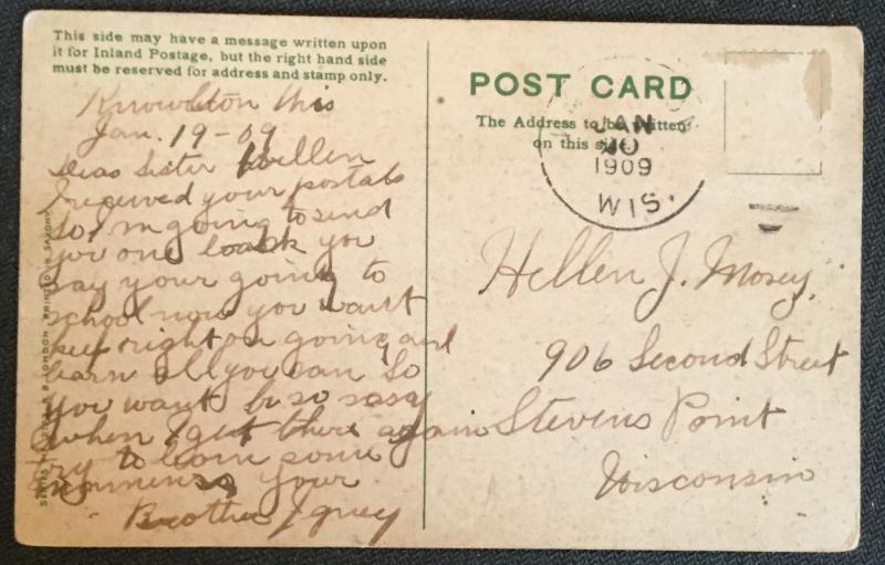 Postcard Used No Stamp Flowers “Greetings from..”  WI LB