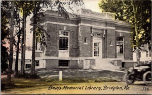 Davis Memorial Library, Bridgton ME c1910s Vintage Postcard W60