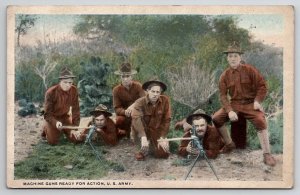 WW1 Soldiers Machine Guns Ready for Action US Army Postcard K21