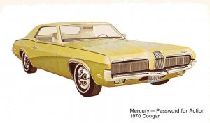 Mercury Cougar 1970 2 Door Car Advertising postcard