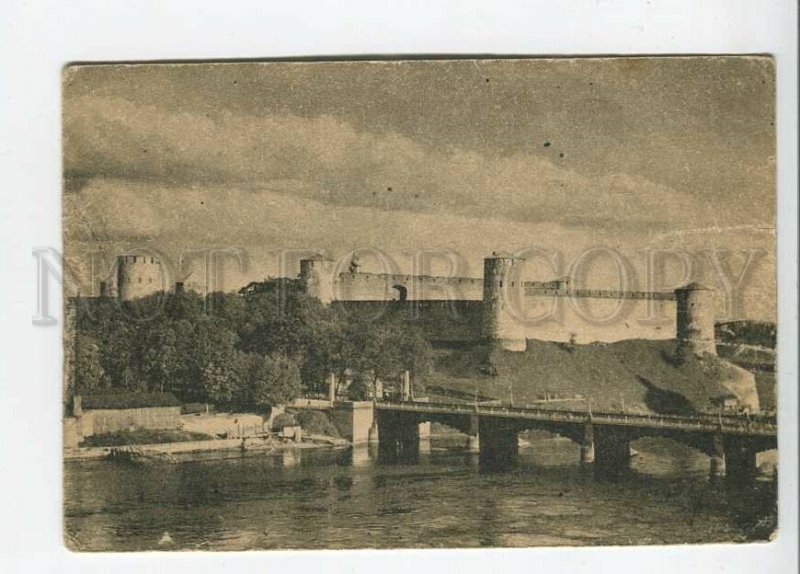437345 ESTONIA NARVA St. John's Castle and the bridge Vintage postcard