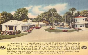 Palms Motor Court - St. Augustine, Florida Linen Postcard