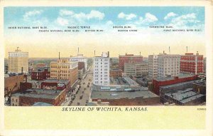 Skyline Named Buildings Wichita Kansas 1920s postcard