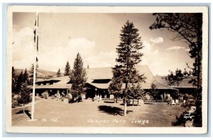 1937 Jasper Canada Park Lodge Motel Taylor Posted Vintage RPPC Photo Postcard 