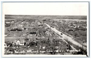 Woodward Oklahoma OK Postcard RPPC Photo The Tornado Wrecked Area From The Air