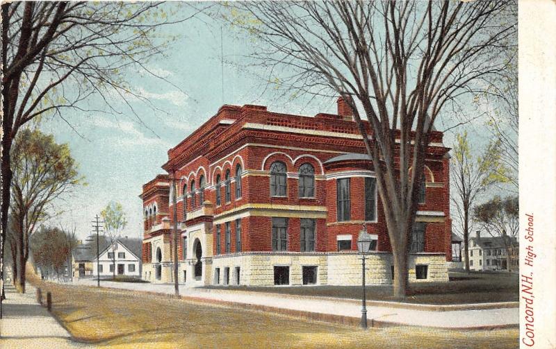 Concord New Hampshire~High School~Arched Doorways/Windows~Bare Trees~c1905 Pc