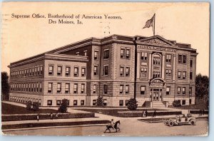 Des Moines Iowa IA Postcard Supreme Office Brotherhood Of American Yeomen 1914