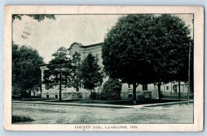 LaGrange Indiana Postcard County Jail Building Exterior View Trees 1910 Vintage