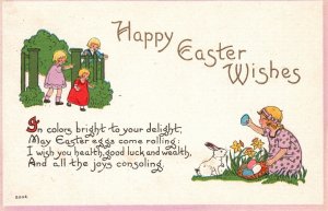 Vintage Postcard 1910's Happy Easter Wishes Holiday Special Celebration