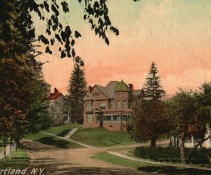 Vintage Postcard 1910's Prospect St. Scene of Home on Hill Cortland NY New York