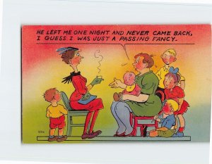 Postcard Love/Romance Greeting Card with Lady Family Comic Art Print