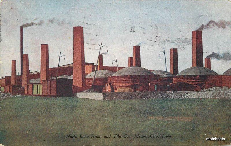 1911 MASON CITY North Iowa Brick Tile Factory Industry Simplicity postcard 2733