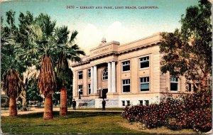 Library Park Long Beach California CA Antique Postcard UNP Unused DB 