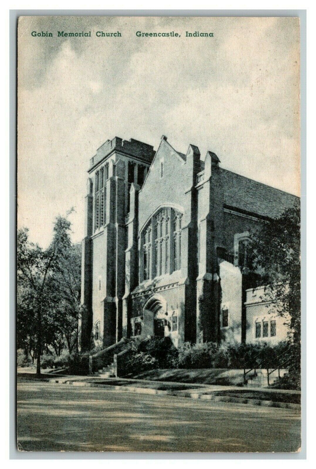 Vintage 1940's Postcard Gobin Memorial United Methodist Church