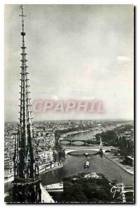 Old Postcard Paris and La Fleche Wonders of Our Lady panorama of the Seine up...
