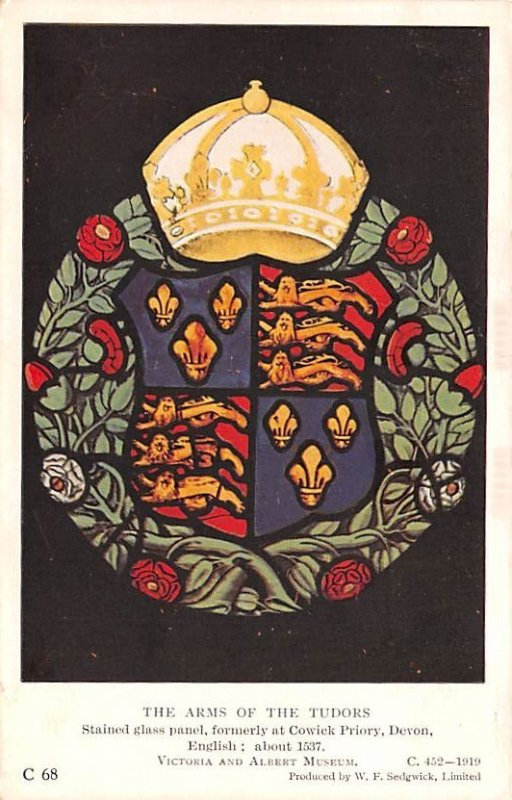 Arms of the Tudors United Kingdom, Great Britain, England Glue on back 