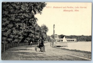 Twin Cities Minnesota MN Postcard Boulevard Pavilion Lake Harriet c1910 Vintage