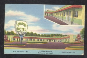 BALTIMORE MARYLAND VAGAVONG MOTEL VINTAGE LINEN ADVERTISING POSTCARD