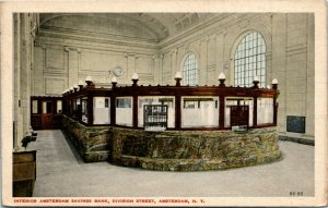 Postcard NY Amsterdam Interior Amsterdam Savings Bank, Division Street C.1920 E1