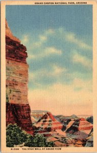 postcard AZ Grand Canyon - Fred Harvey - The High Wall at Grand View