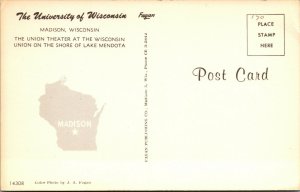 Vtg University of Wisconsin Union Theater Lake Mendota Madision WI Postcard