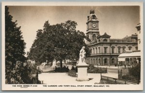 AUSTRALIA BALLART VIC STURT STREET TOWN HALL VINTAGE REAL PHOTO POSTCARD RPPC