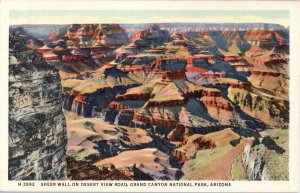 Sheer Wall on Desert View Road Grand Canyon Fred Harvey Linen Arizona Postcard