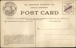 1907 Jamestown Expo Battleship USS Pennsylvania Ship Postcard