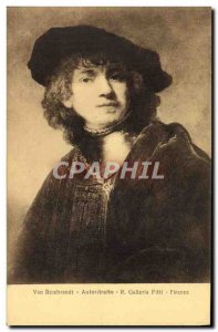 Old Postcard Rembrandt Van Autoritratto Galleria Pitti Firenze