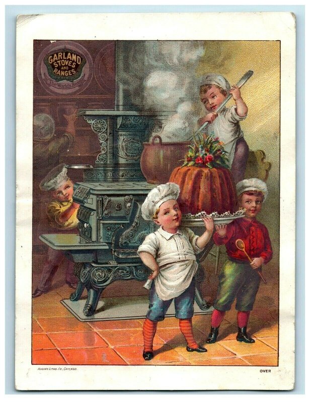 1880's Garland Stoves & Ranges Children Cooking Christmas Pudding 7H 