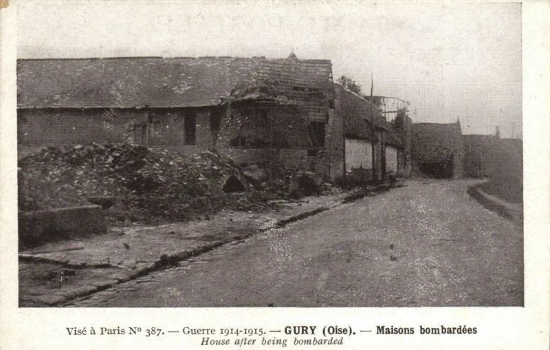CPA GURY Maisons bombardées (130364)