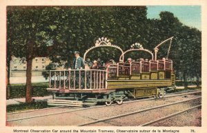 Vintage Postcard 1936 Montreal Observation Car Around Mountain Tramway Quebec CA