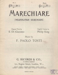 Marechiare Serenade F Paolo Tosti Vintage Sheet Music