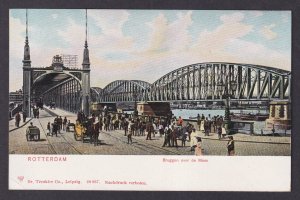 Vintage Postcard Netherlands Rotterdam Bridges over Maas