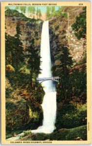 M-95478 Multnomah Falls Benson Foot Bridge Columbia River Highway Oregon