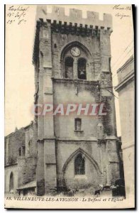 Old Postcard Villeneuve Avgnon The Belfry and the Church