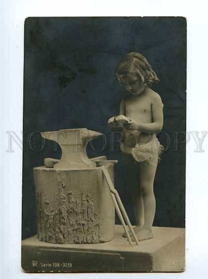 127353 Nude Girl as CUPID Blacksmith vintage PHOTO RPH #138 PC