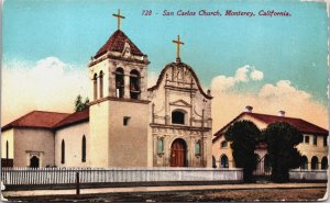 San Carlos Church Monterey California Vintage Postcard C069