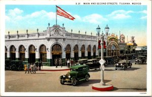 Postcard Main and Second Streets in Tijuana, Mexico