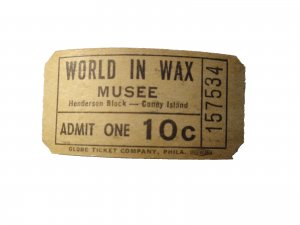 Coney Island World In Wax Museum Amusement Park Ticket Stub Unused 1950s Vintage