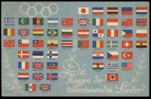 Germany 1936 Berlin Olympics National Flags Fahrbares Postamt Traveling PO 85573