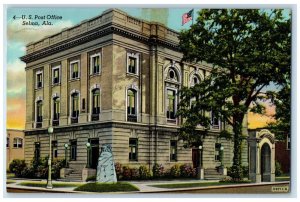 Selma Alabama AL Postcard US Post Office Building Street View 1930's Vintage