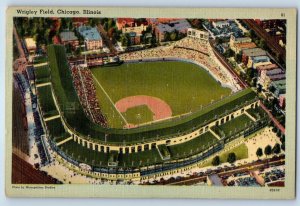 1947 Aerial View Wrigley Field Crowded Football Sports Chicago IL Postcard