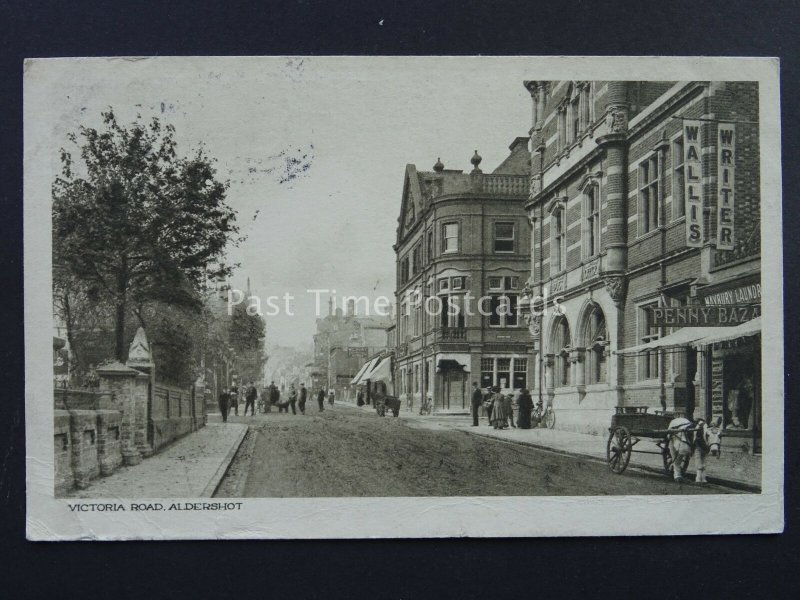 Hampshire ALDERSHOT Victoria Road showing PENNY BAZAAR c1920's Postcard by Boots