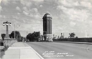 D8/ Manistique Michigan Mi Real Photo RPPC Postcard 1955 Siphon Bridge Tower